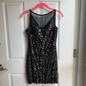 Black/gold mini dress